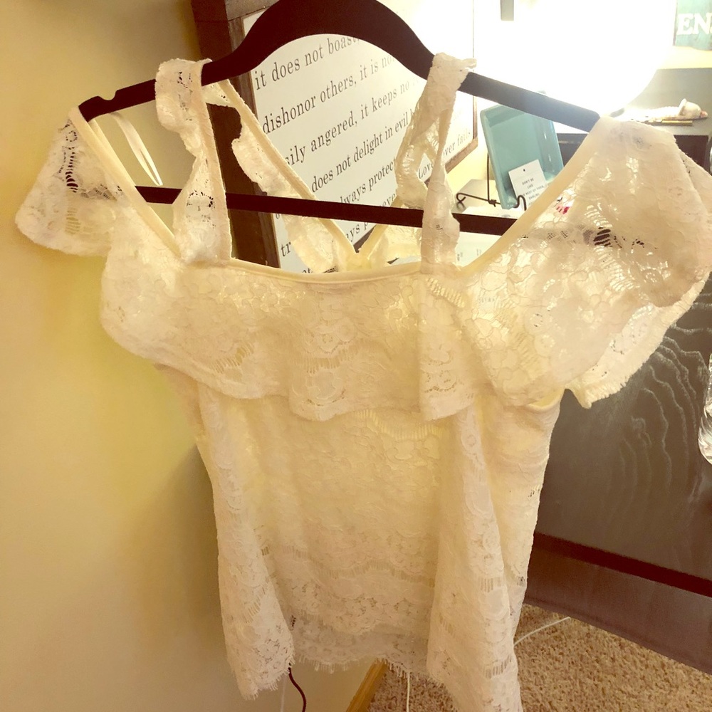 White lace shirt